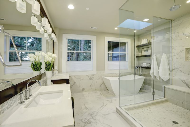 Spacious Shower with Glass Doors