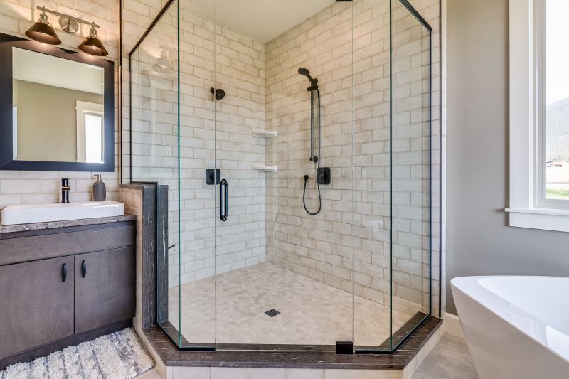 Contemporary Shower with Textured Tiles